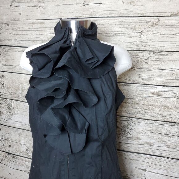 Sara Isabella Women's Black Ruched Ruffled Neck Bodycon Dress Size 8 NWT - Picture 2 of 7